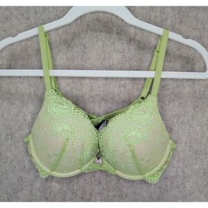Victoria's Secret Dream Angels Push-Up Bra 36B Lime Green Lace Floral Underwire
